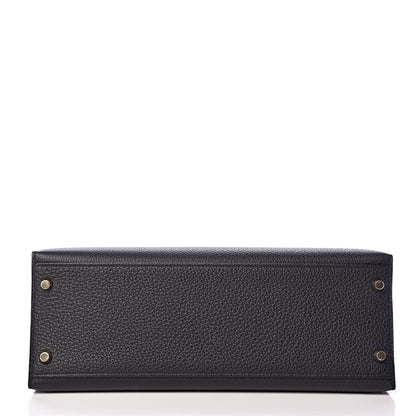 Hermes Togo Kelly Horseshoe Sellier 32 Black Vert Fonce 7 of 41