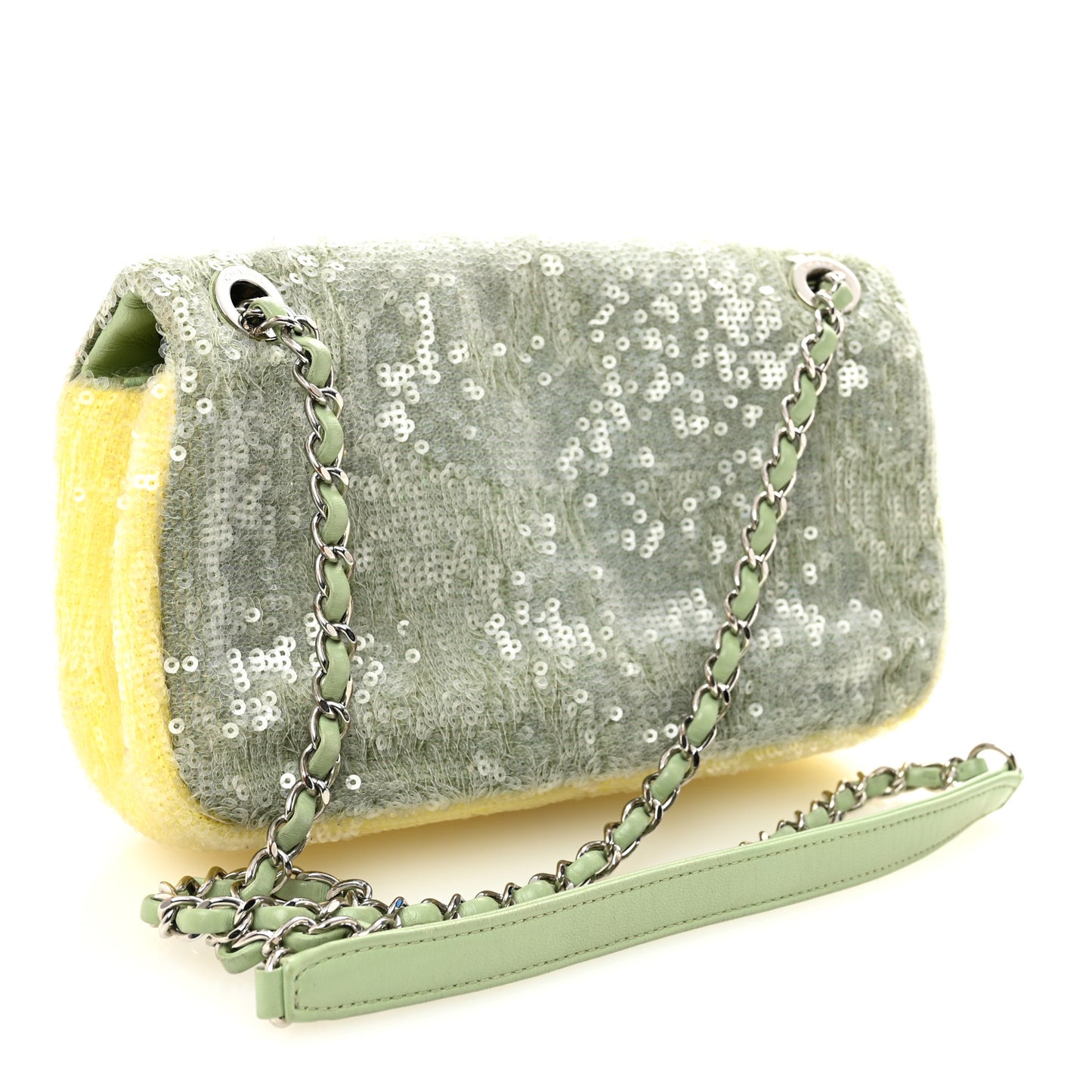 Sequin Mini Waterfall Flap Green Light Green Yellow