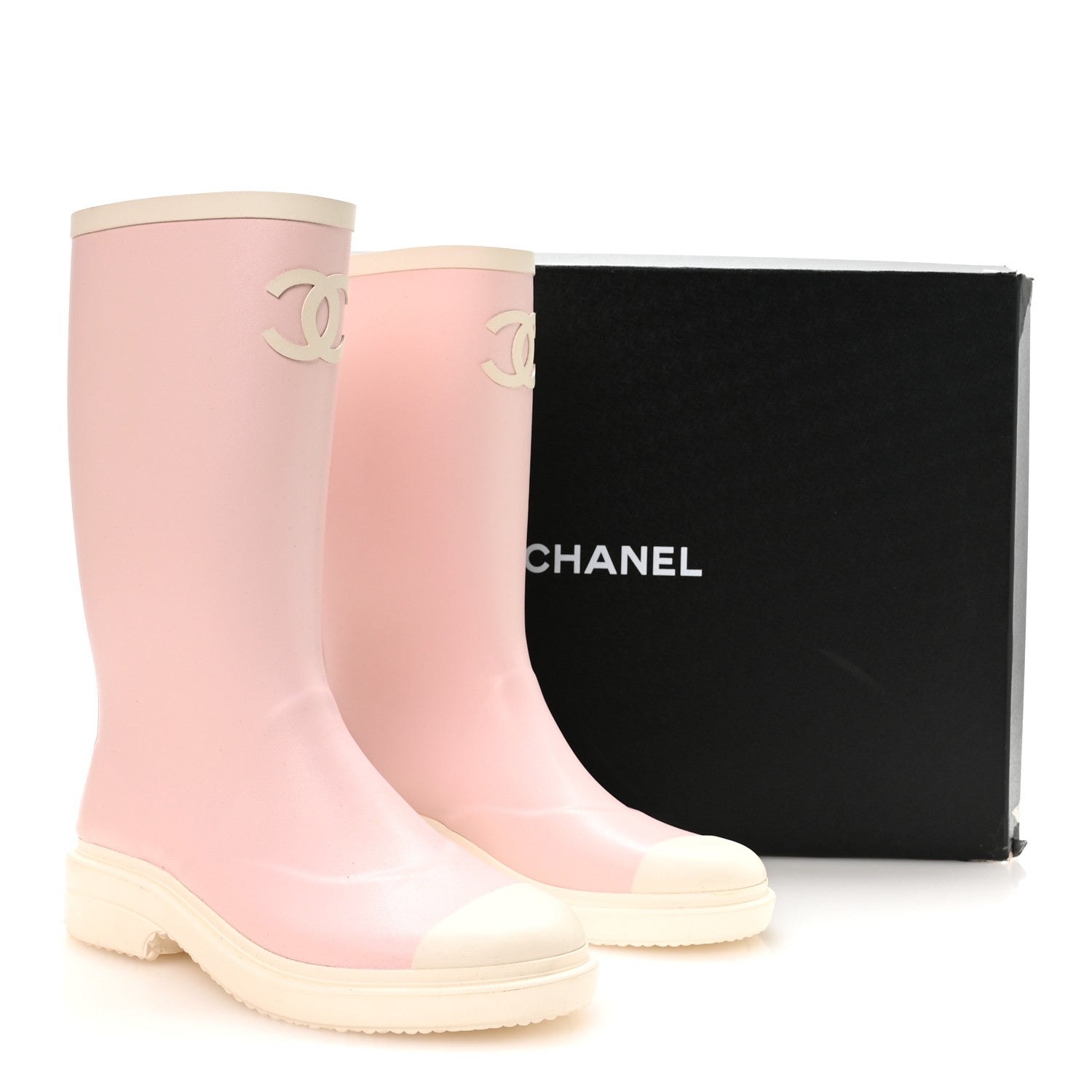Chanel Caoutchouk CC High Boots 39 Light Pink White 9 of 9
