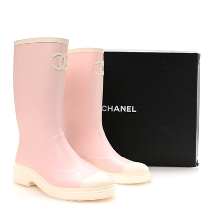 Chanel Caoutchouk CC High Boots 39 Light Pink White 9 of 9