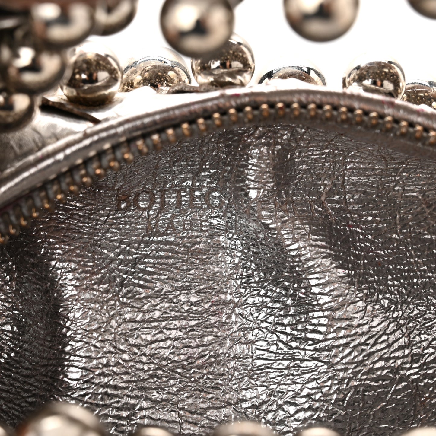 Metallic Nappa Studded Intrecciato Mini Jodie Silver