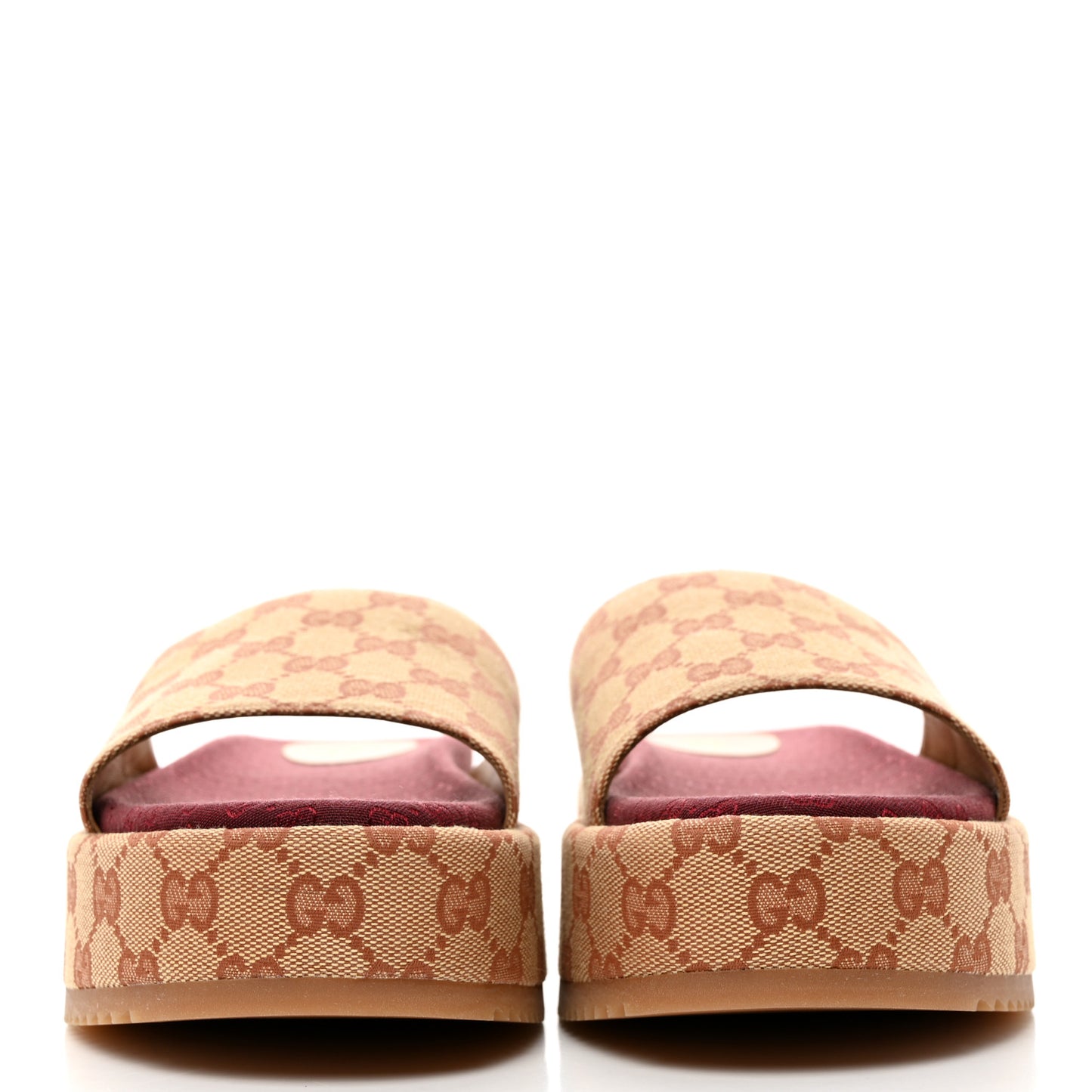 Canvas GG Monogram Angelina Platform Slide Sandals 41 Beige Ruggine
