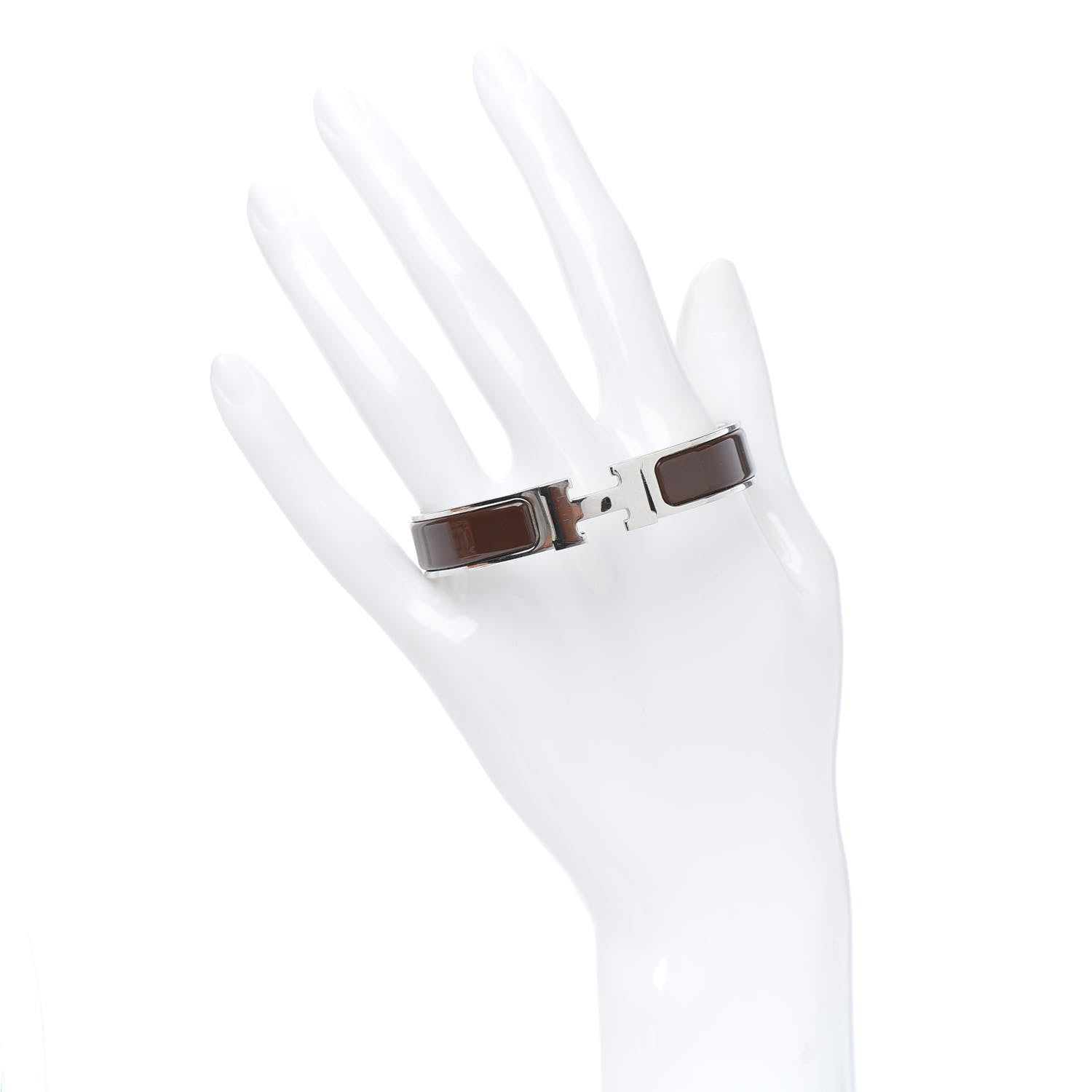 Hermes Enamel Narrow Clic Clac H Bracelet PM Moka 2 of 4