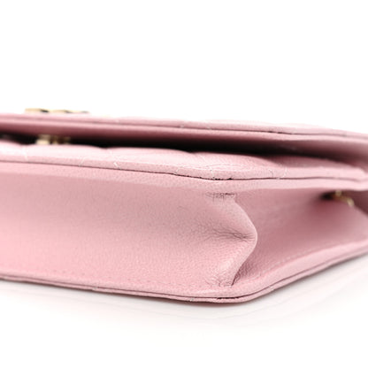 Chanel Caviar Quilted Studded CC Wallet on Chain WOC Light Pink 11 of 12