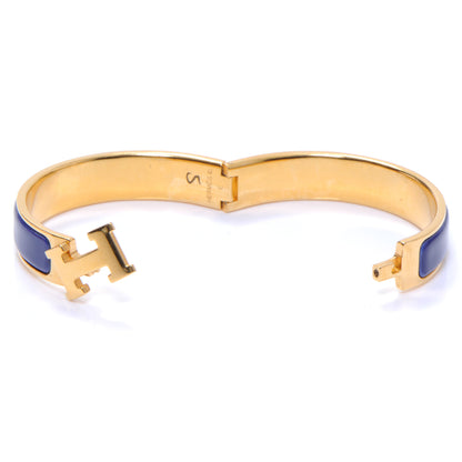 Hermes Narrow Enamel Clic Clac H Bracelet PM Bleu Gold 3 of 5