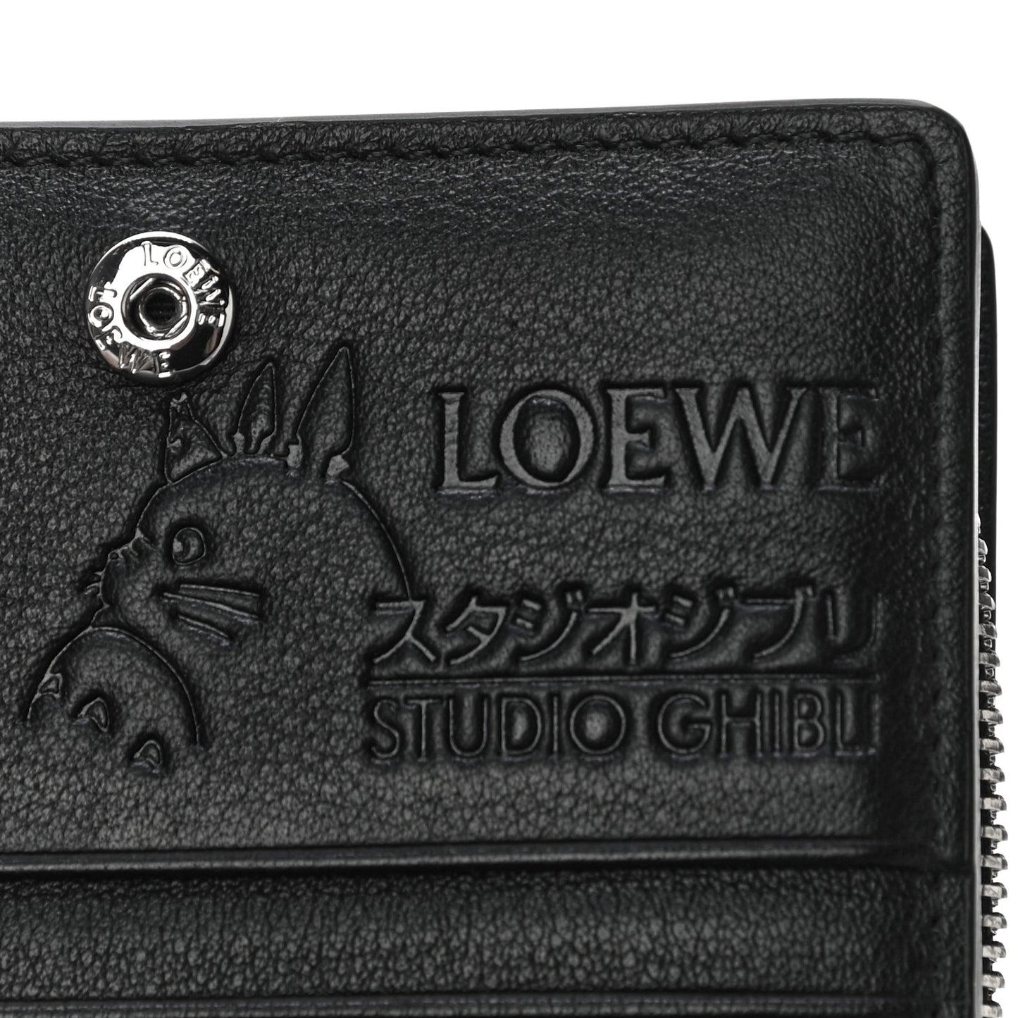 X SPIRITED AWAY Calfskin Susuwatari Compact Zip Wallet Havane