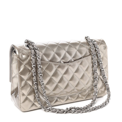 Chanel Striated Patent Quilted Medium Double Flap Gold 3 of 12