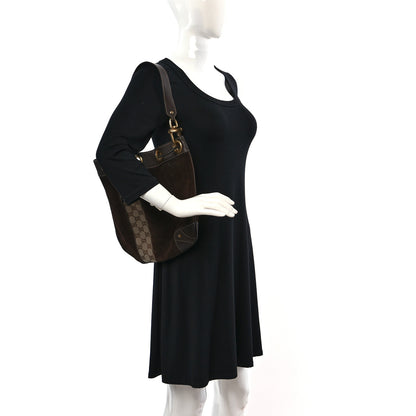 Gucci Suede Monogram Drawstring Bag Brown 2 of 10