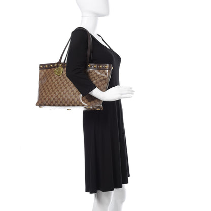 Gucci Crystal Monogram Medium Babouska Shopping Tote Dark Brown 2 of 15