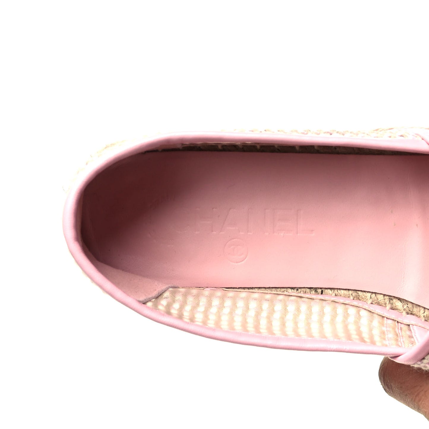 Mesh Lambskin CC Espadrilles 41 Light Pink Beige