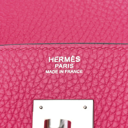 Hermes Taurillon Clemence Birkin 30 Rose Shocking 7 of 9