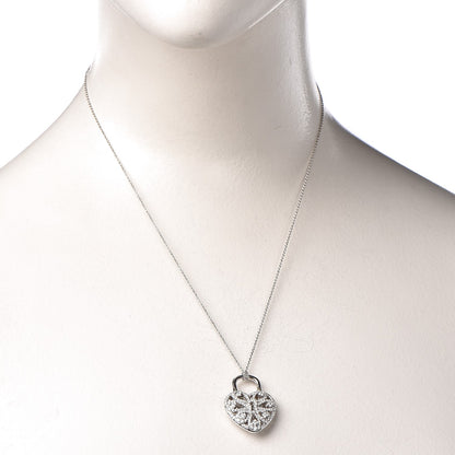 Tiffany 18K White Gold Diamond Filigree Heart Pendant Necklace 2 of 9