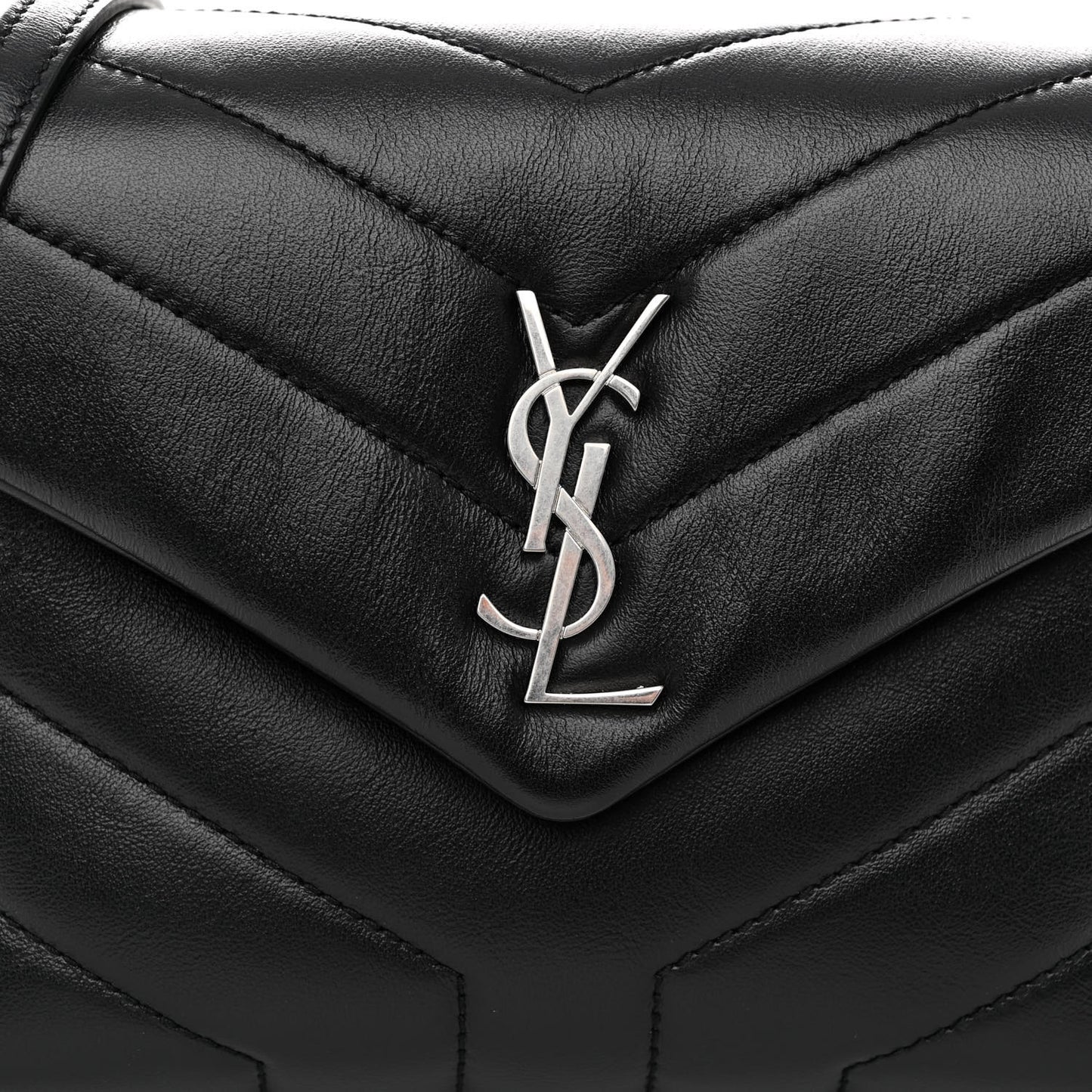 Calfskin Y Quilted Monogram Toy Loulou Crossbody Bag Black