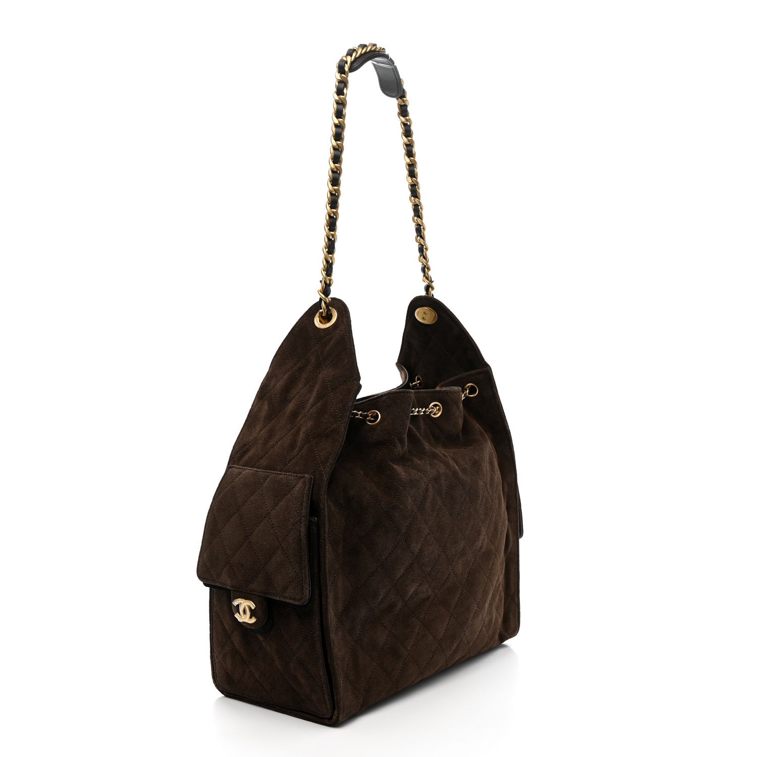 Chanel Suede Quilted Medium Chanel 25 Handbag Dark Brown 4 of 11