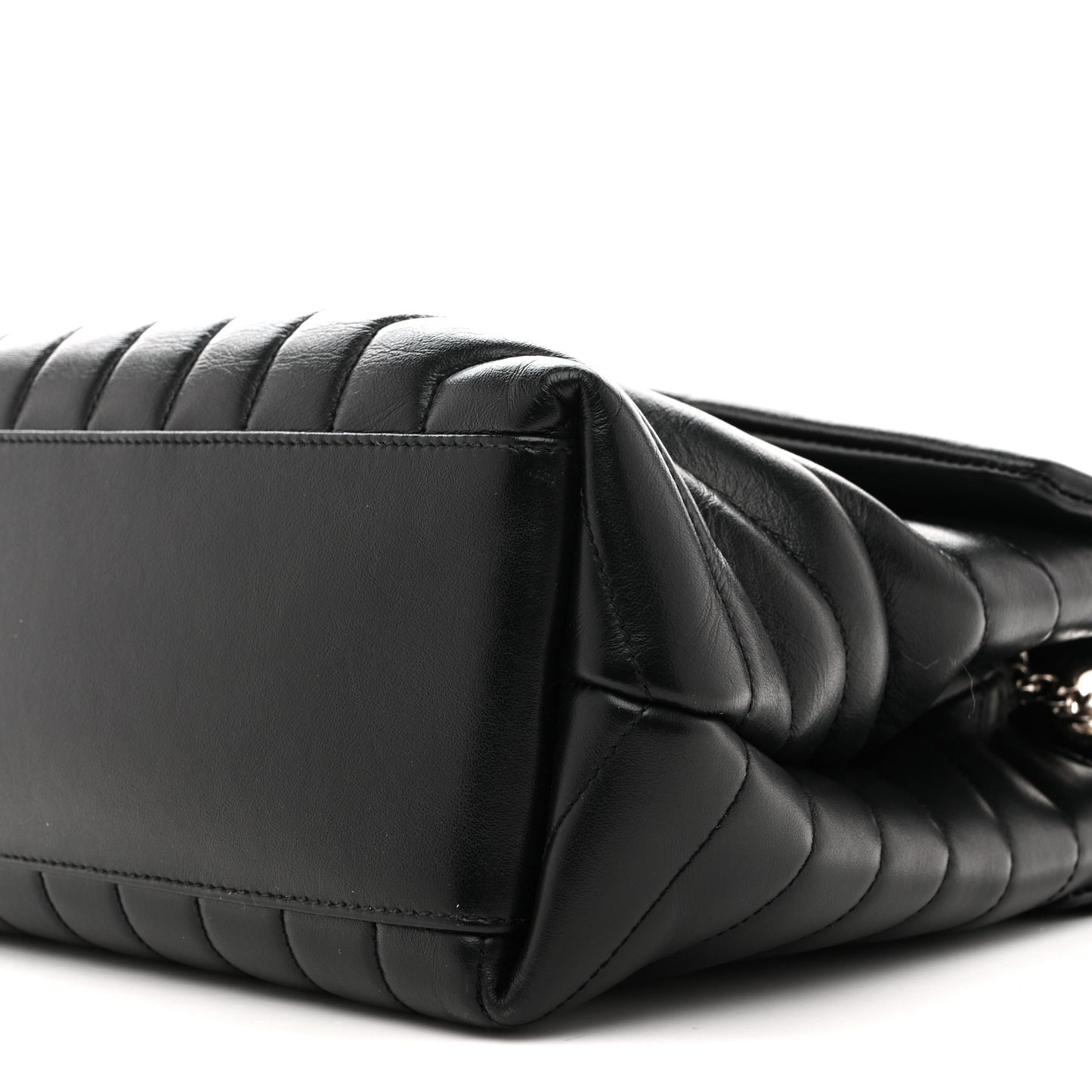 Calfskin Y Quilted Monogram Medium Loulou Chain Satchel Black