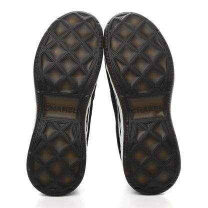 Chanel Fabric Suede CC Sneakers 39.5 Black Dark Grey 5 of 9
