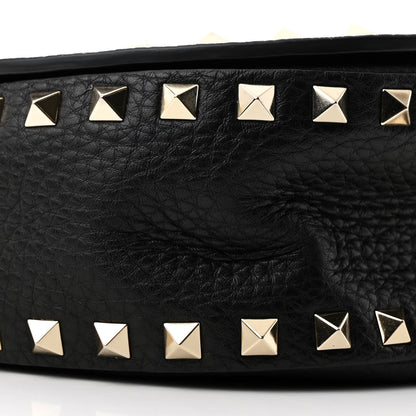 Valentino Garavani Grained Calfskin Rockstud Saddle Bag Black 9 of 11