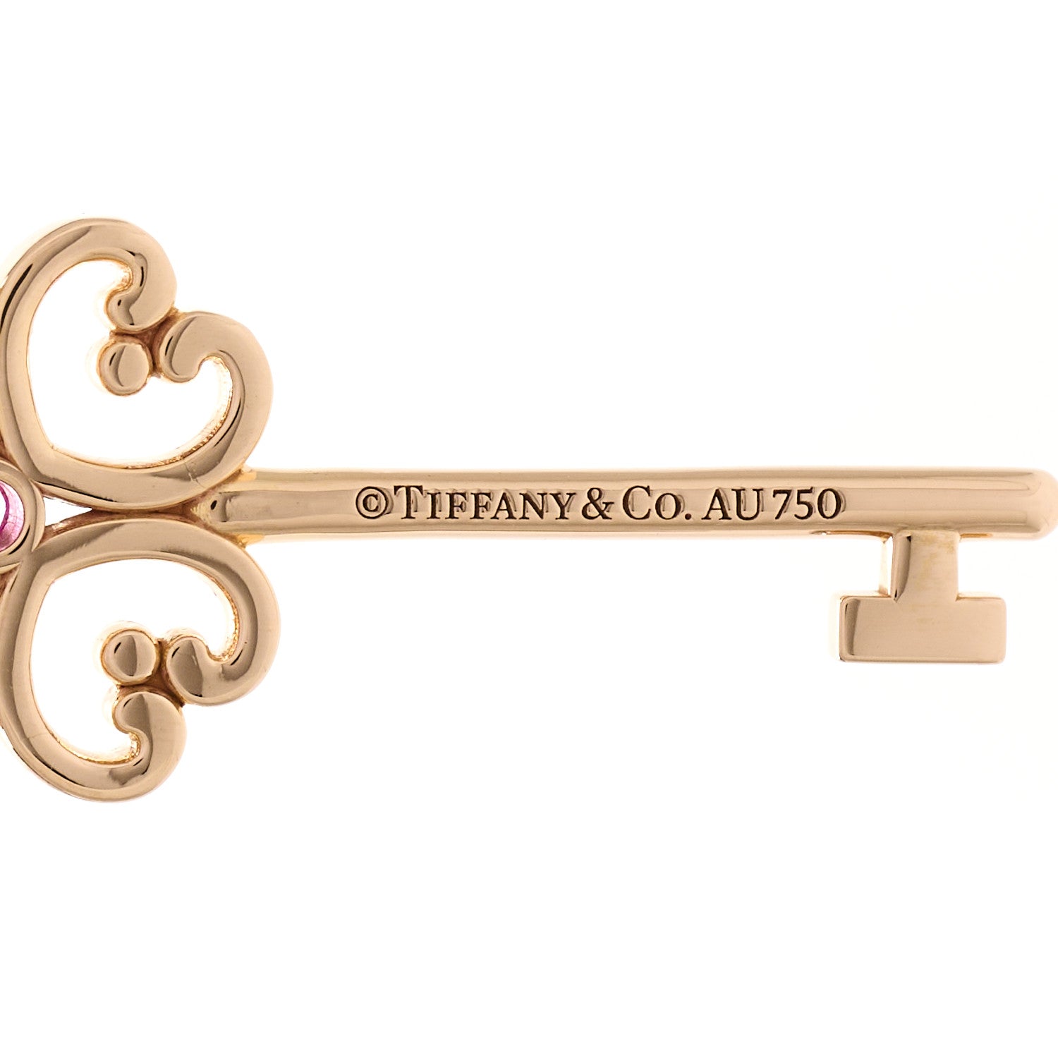 Tiffany 18K Rose Gold Pink Sapphire Quatra Key Pendant 3 of 4