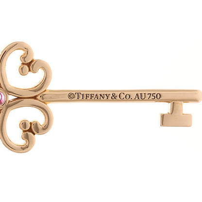 Tiffany 18K Rose Gold Pink Sapphire Quatra Key Pendant 3 of 4