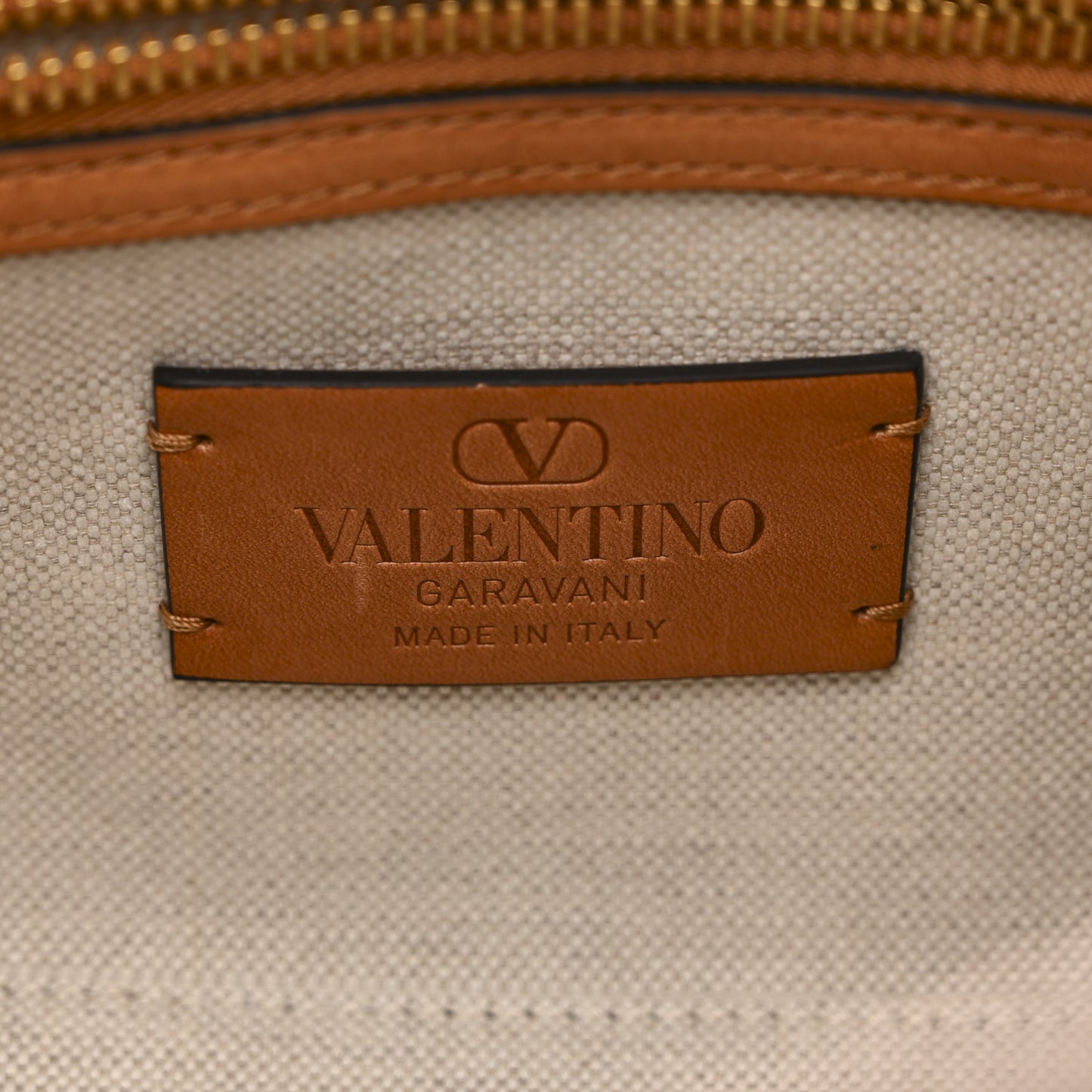 Cotton Canvas Calfskin Vlogo Small Antibes Tote Naturale Tobacco