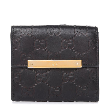 Gucci Guccissima Metal Bar French Flap Wallet Black 1 of 12