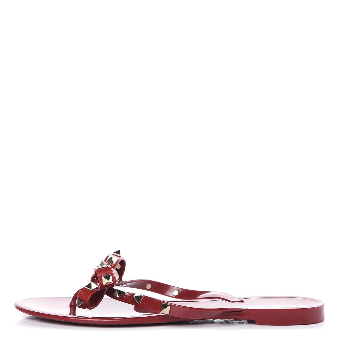 PVC Jelly Rockstud Bow Thong Sandals 39 Rubino