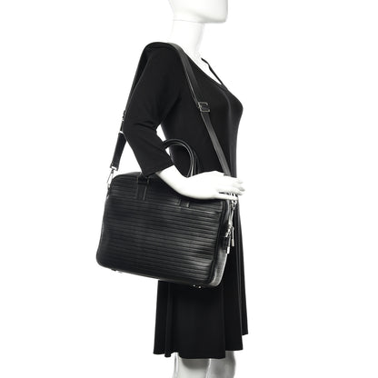 Christian Dior HOMME Calfskin Ribbed Briefcase Black 2 of 11