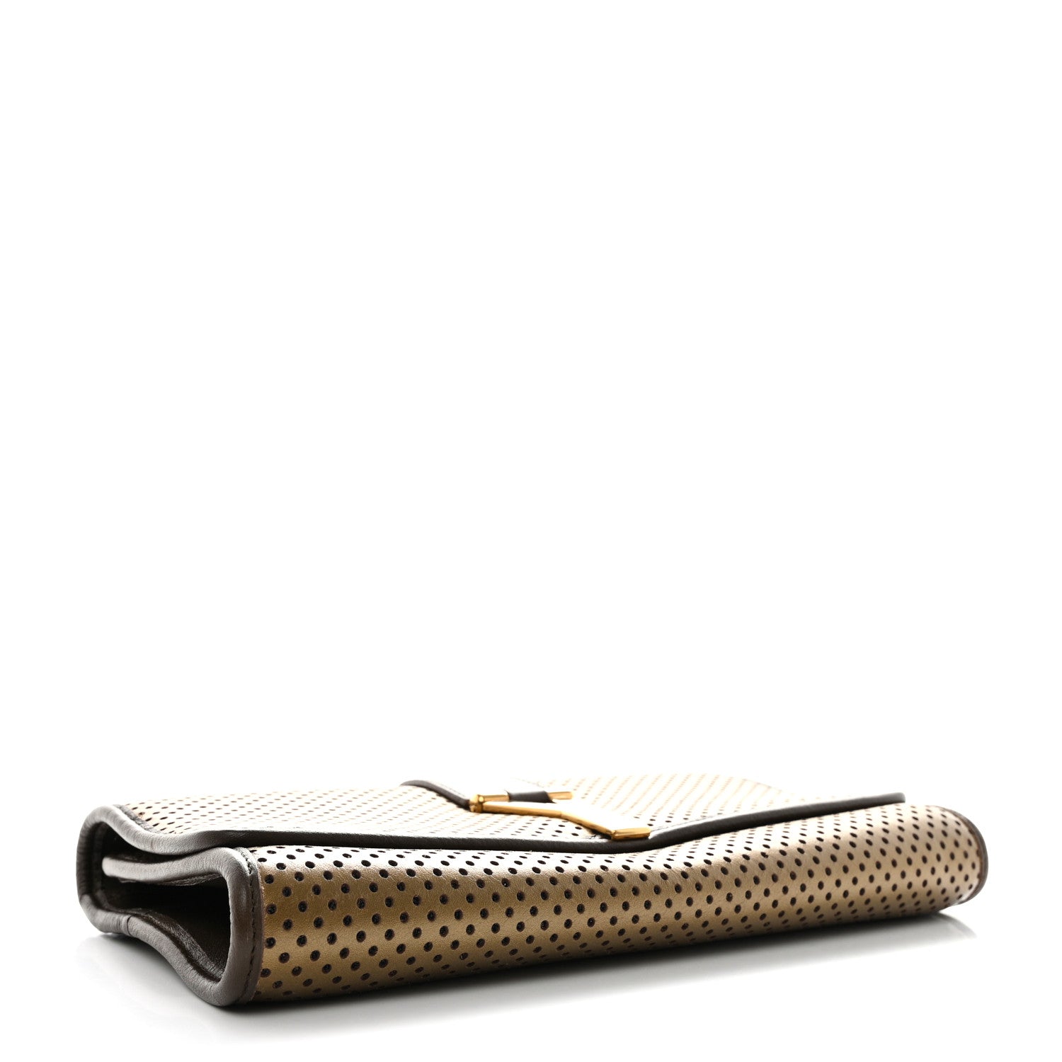 Saint Laurent Perforated Calfskin Large ChYc Clutch Bronze 4 of 10