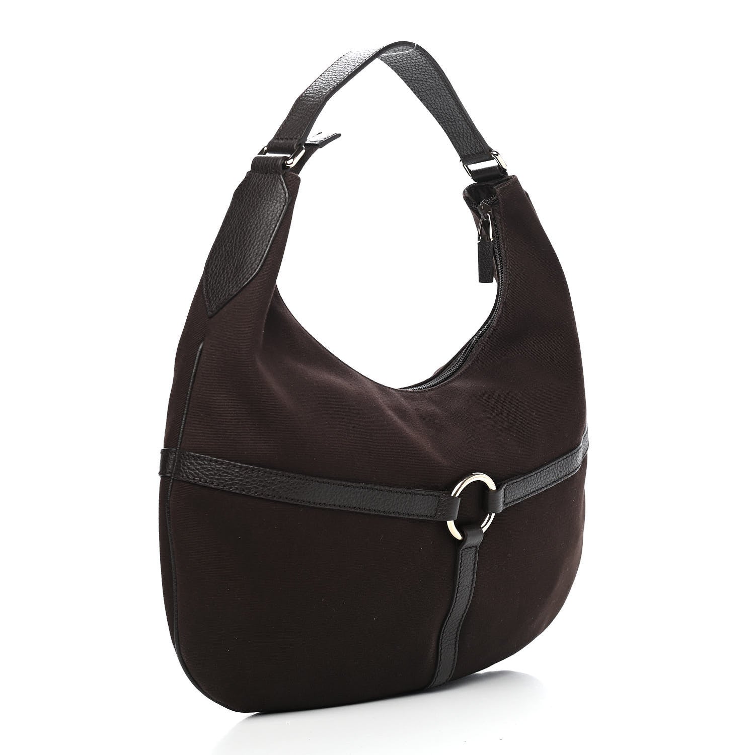 Gucci Canvas GG Reins Hobo Brown Black 2 of 9