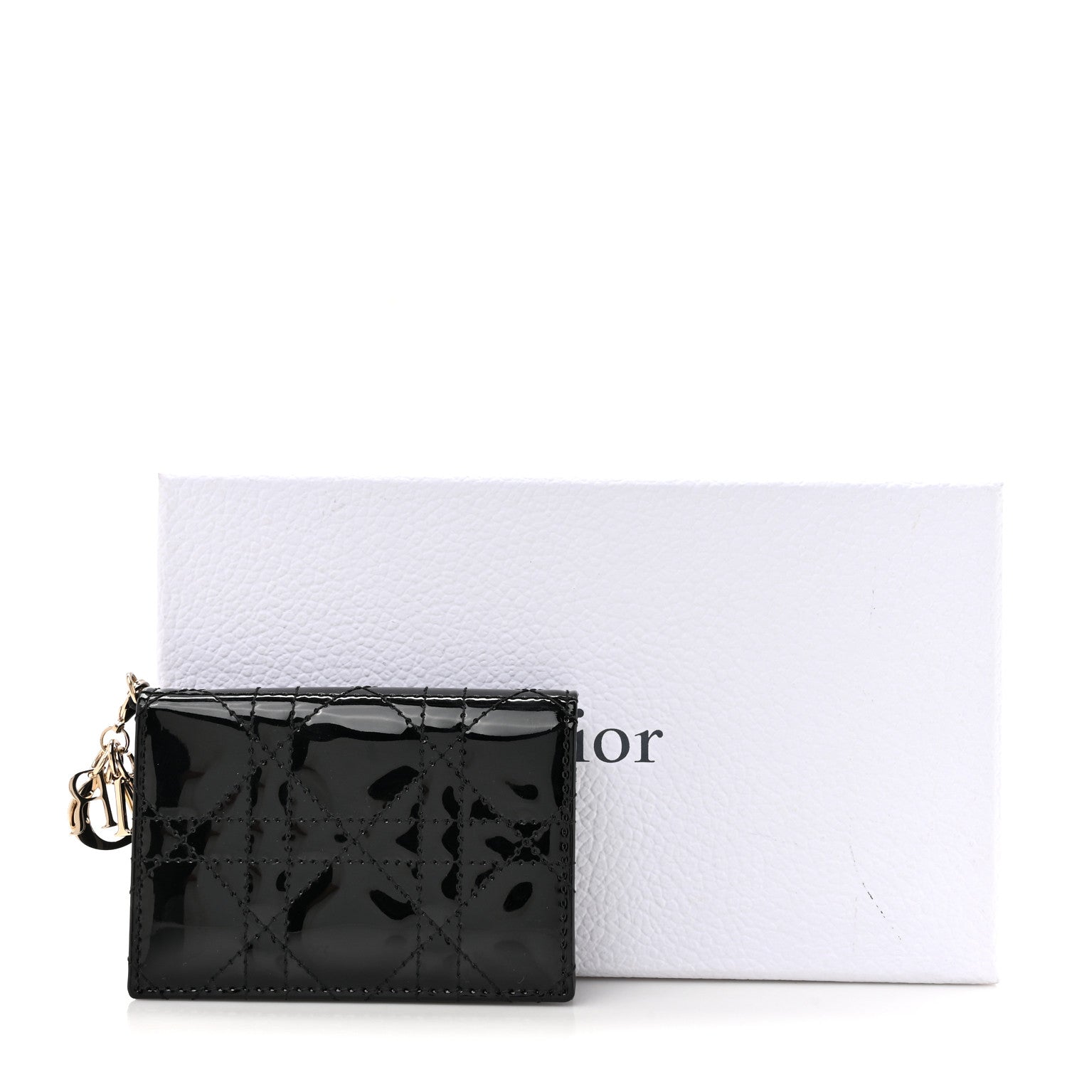 Christian Dior Patent Cannage Small Lady Dior Flap Card Holder Black 9 of 9