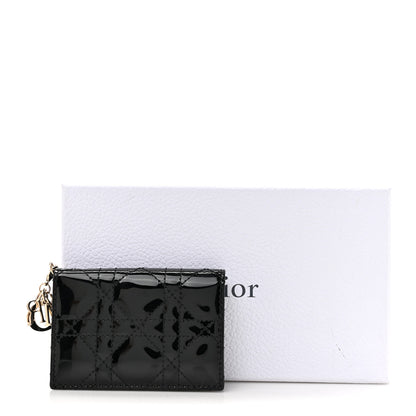 Christian Dior Patent Cannage Small Lady Dior Flap Card Holder Black 9 of 9