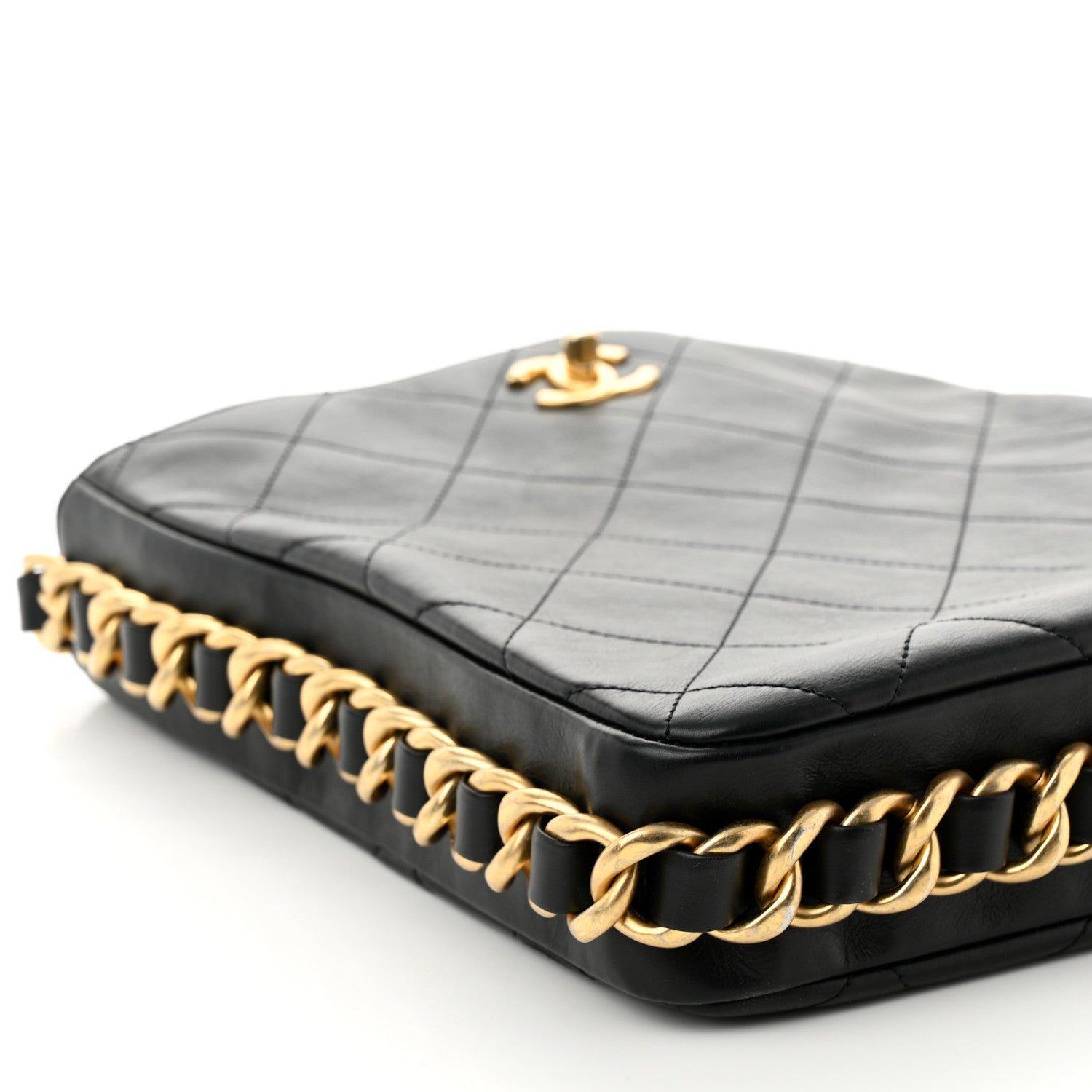 Chanel Calfskin Quilted Framing Chain Hobo Black 9 of 10