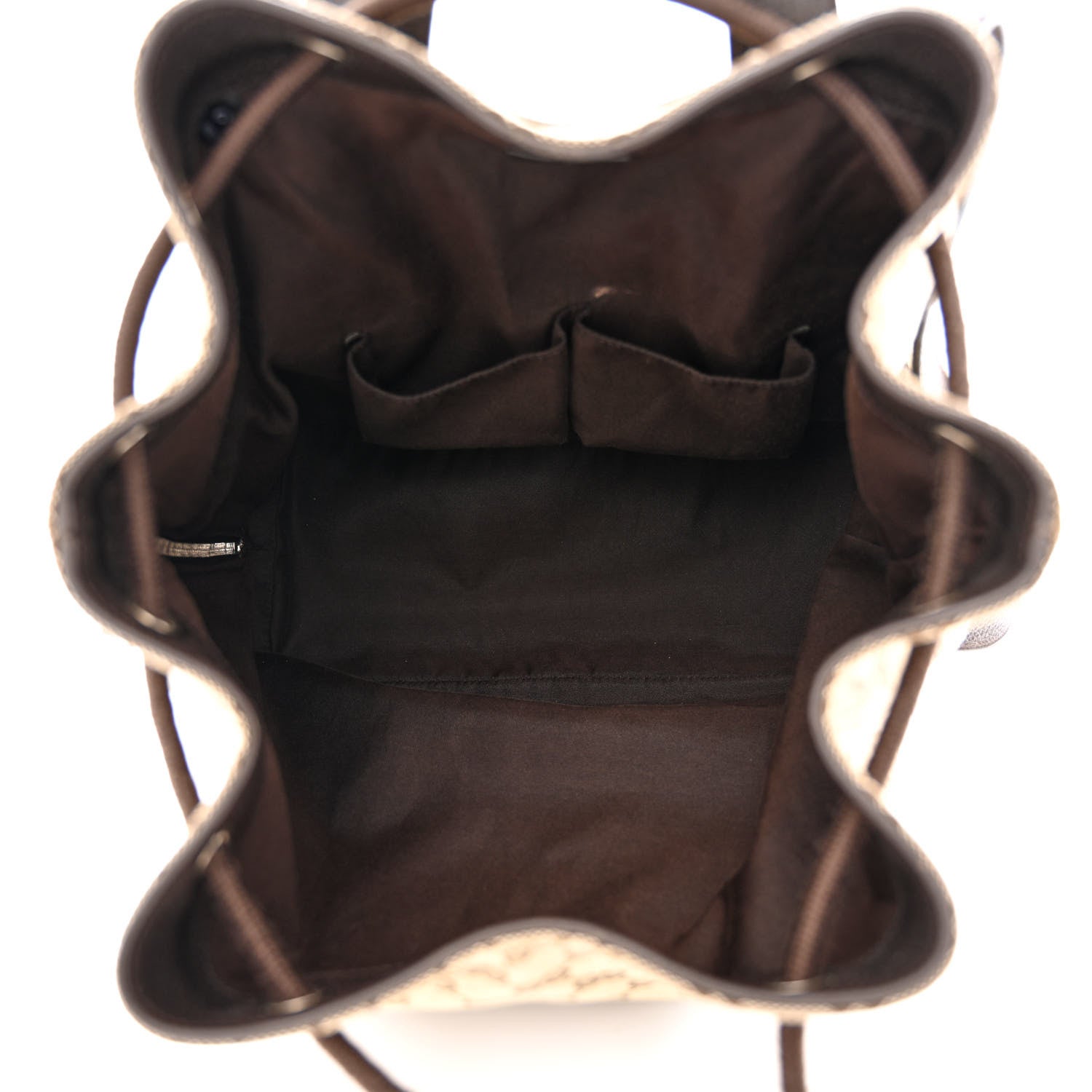 Gucci Monogram Dollar Calfskin O Drawstring Backpack Beige Ebony Testa di Moro Dark Chocolate 5 of 13