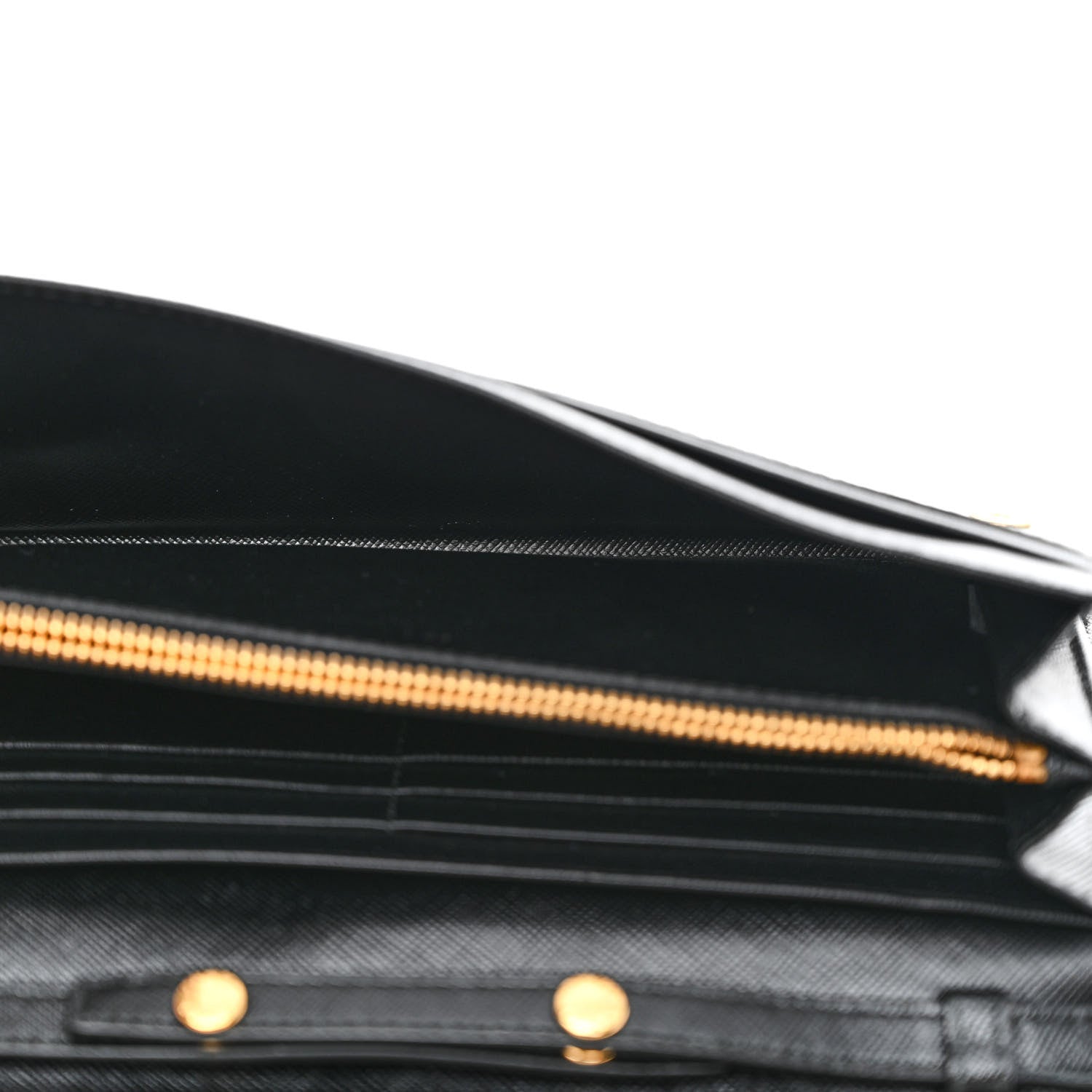 Prada Saffiano Metal Oro Chain Wallet Black 5 of 10