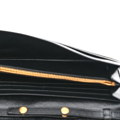 Prada Saffiano Metal Oro Chain Wallet Black 5 of 10