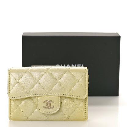 Chanel Cloudy Pearly Goatskin Quilted Flap Card Holder Wallet Light Yellow 10 of 10