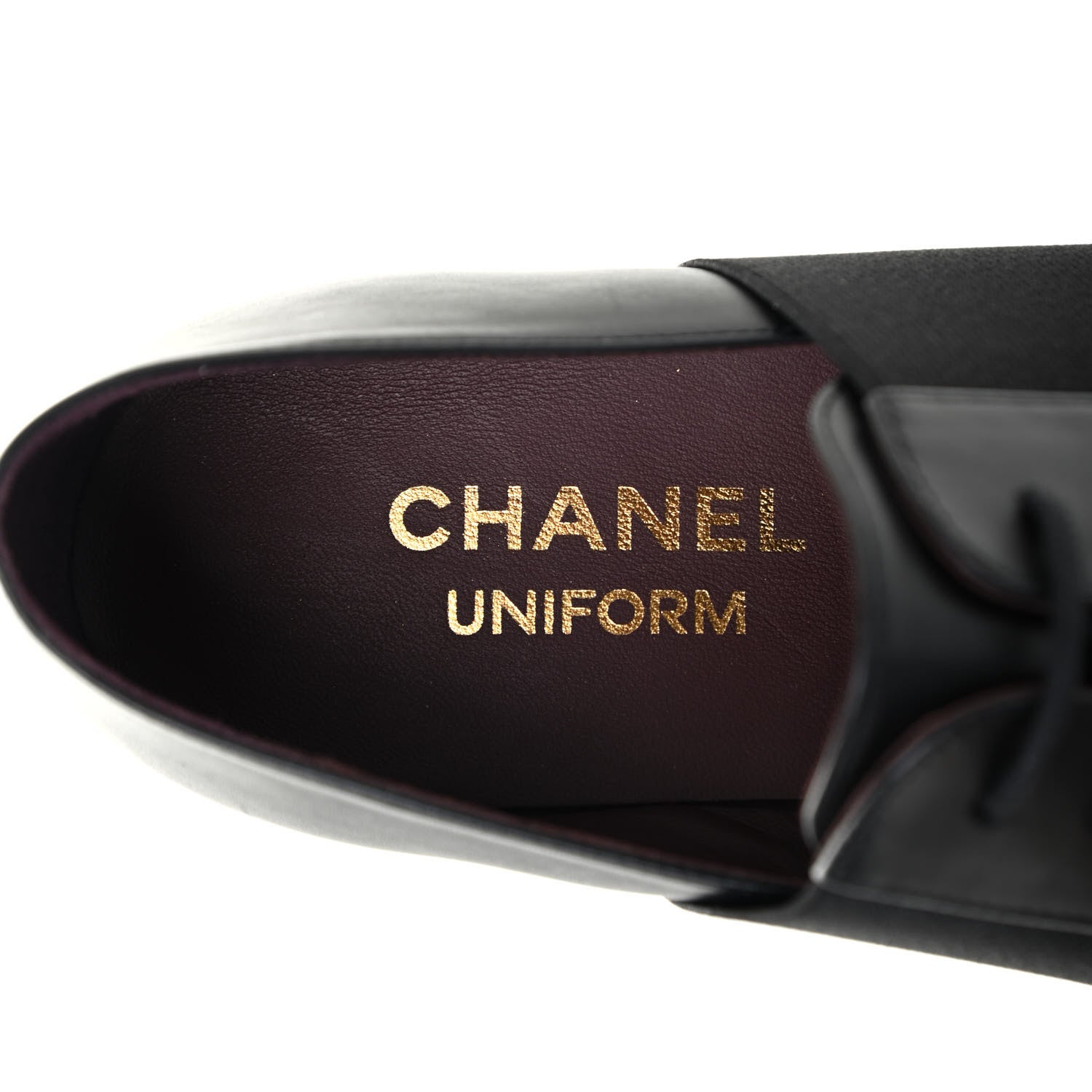 Chanel Calfskin Elastic Lace Up Cap Toe CC Loafers 36 Black 7 of 8