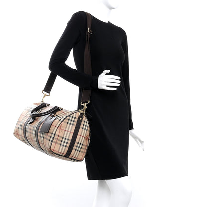 Burberry Haymarket Check Duffle Bag Dark Brown 2 of 20