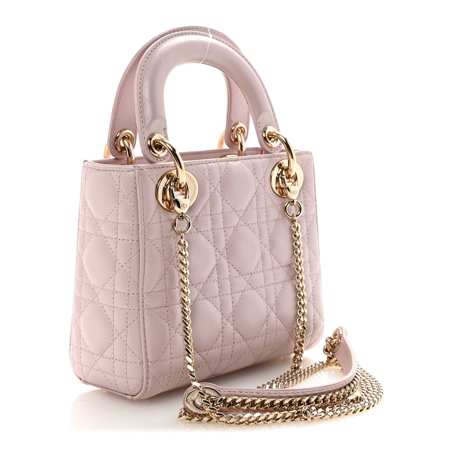 Christian Dior Metallic Lambskin Cannage Mini Lady Dior Lotus 3 of 9