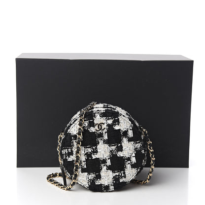 Chanel Tweed Round Clutch With Chain Black 10 of 10