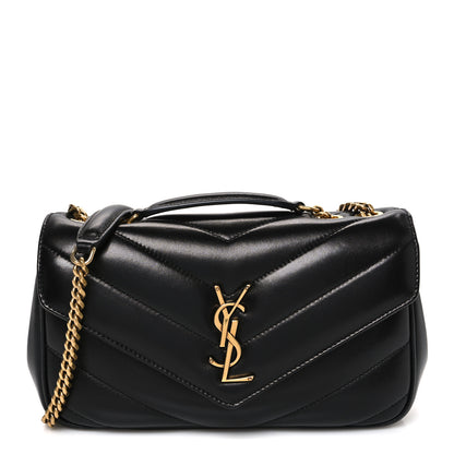 Saint Laurent Lambskin Chevron Quilted Small Loulou Bag Black 1 of 11