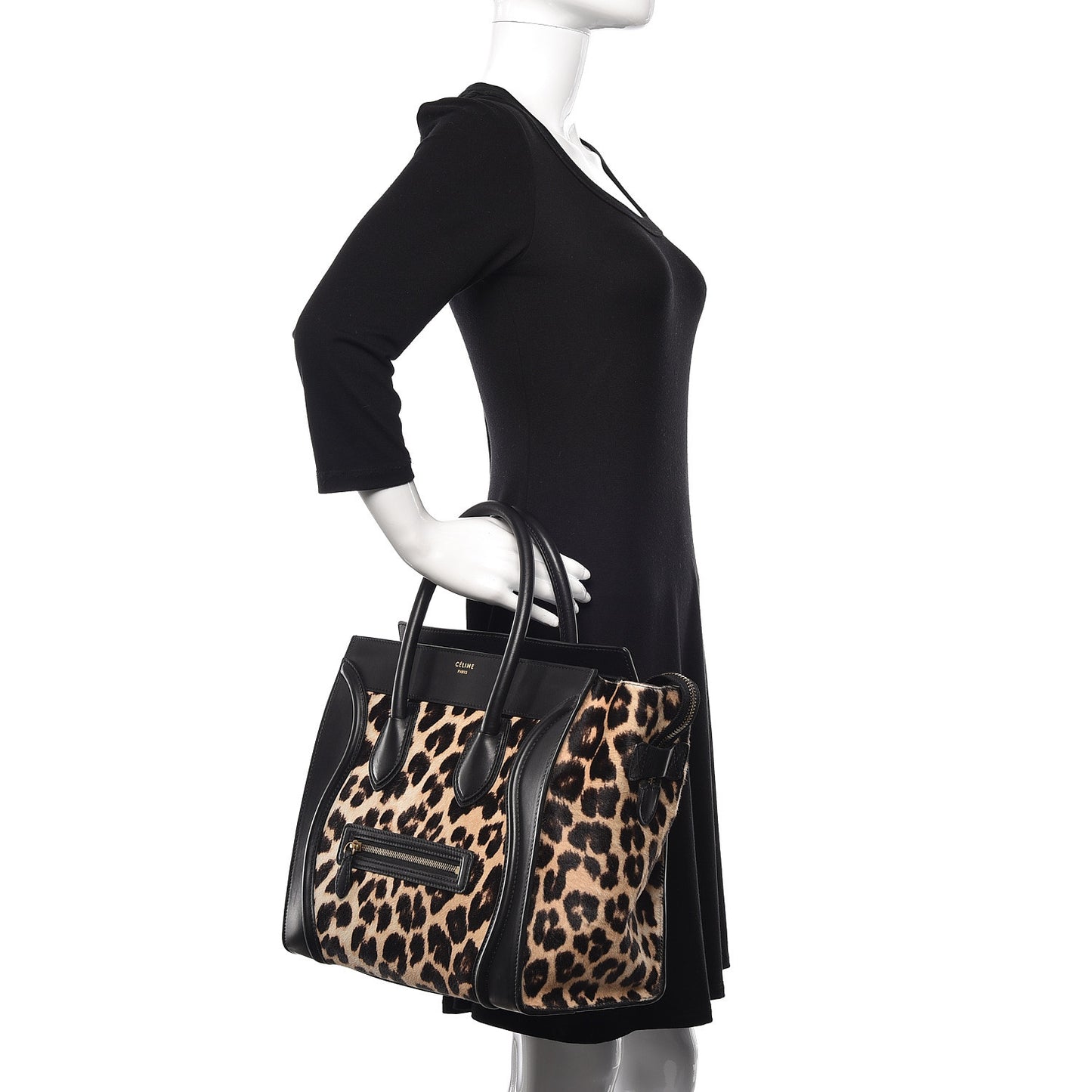 Leopard Pony Hair Mini Luggage Brown