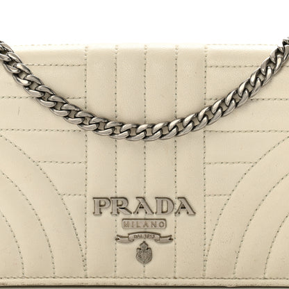 Prada Soft Calfskin Impunture Diagramme Chain Wallet White 7 of 12