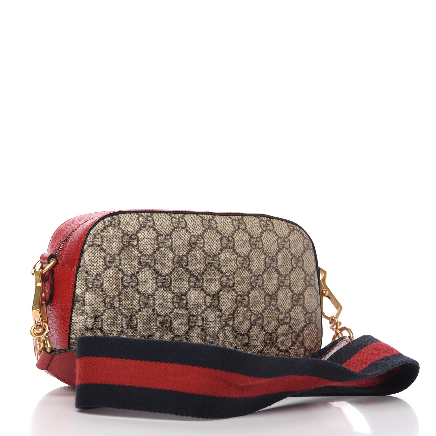 Gucci GG Supreme Monogram Web Neo Vintage Shoulder Bag Beige Red 3 of 10