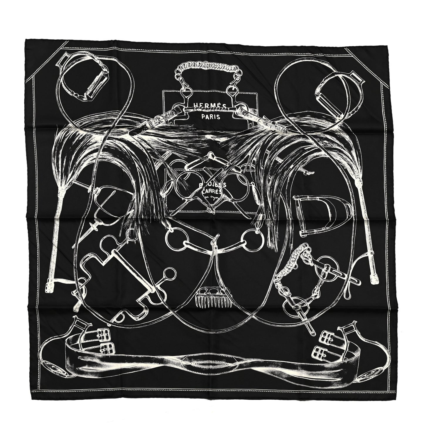 Silk Projets Carres Scarf 90 Black White