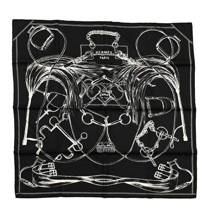 Hermes Silk Projets Carres Scarf 90 Black White 1 of 5