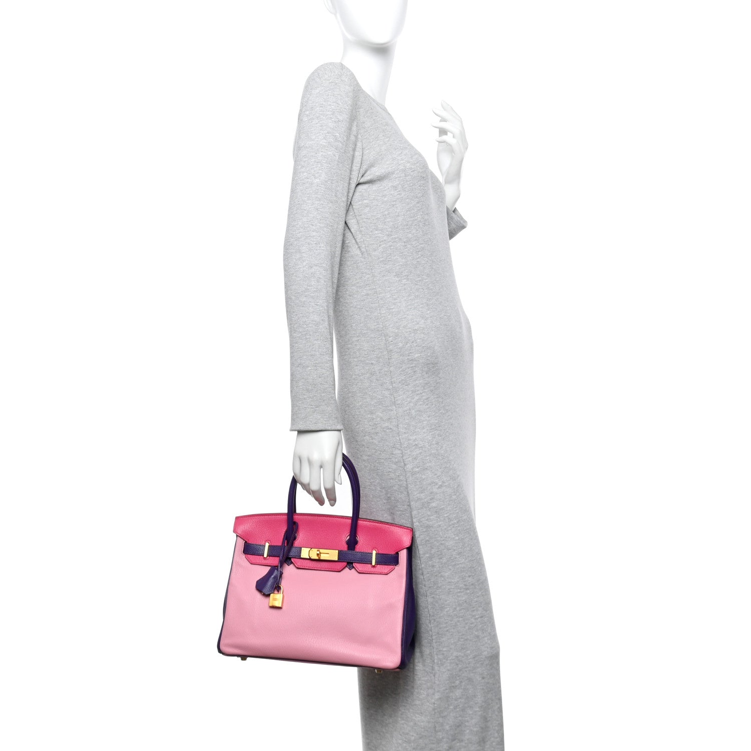 Hermes Chevre Mysore Horseshoe Birkin 30 Crocus Rose Shocking Rose Sakura 2 of 10