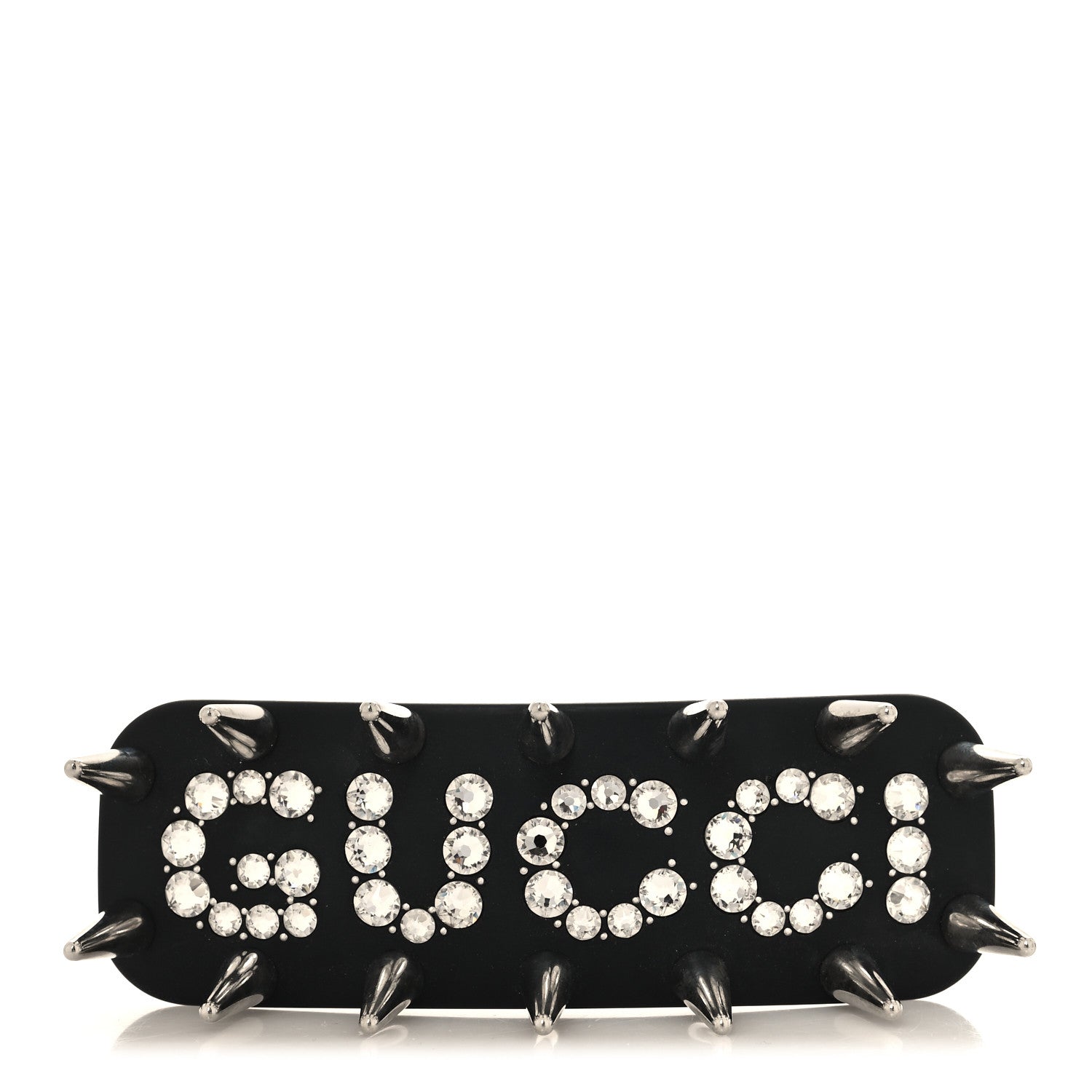 Gucci Resin Spikes Crystal Single Hair Barrette Black 1 of 3