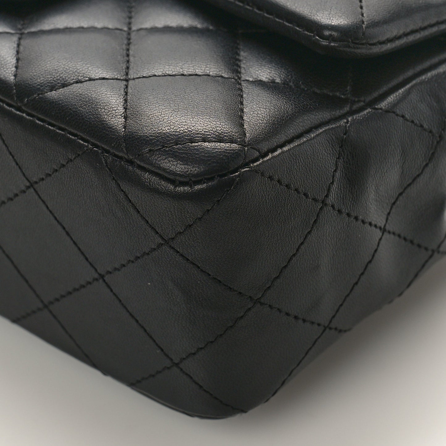Lambskin Quilted Mini Rectangular Flap Black