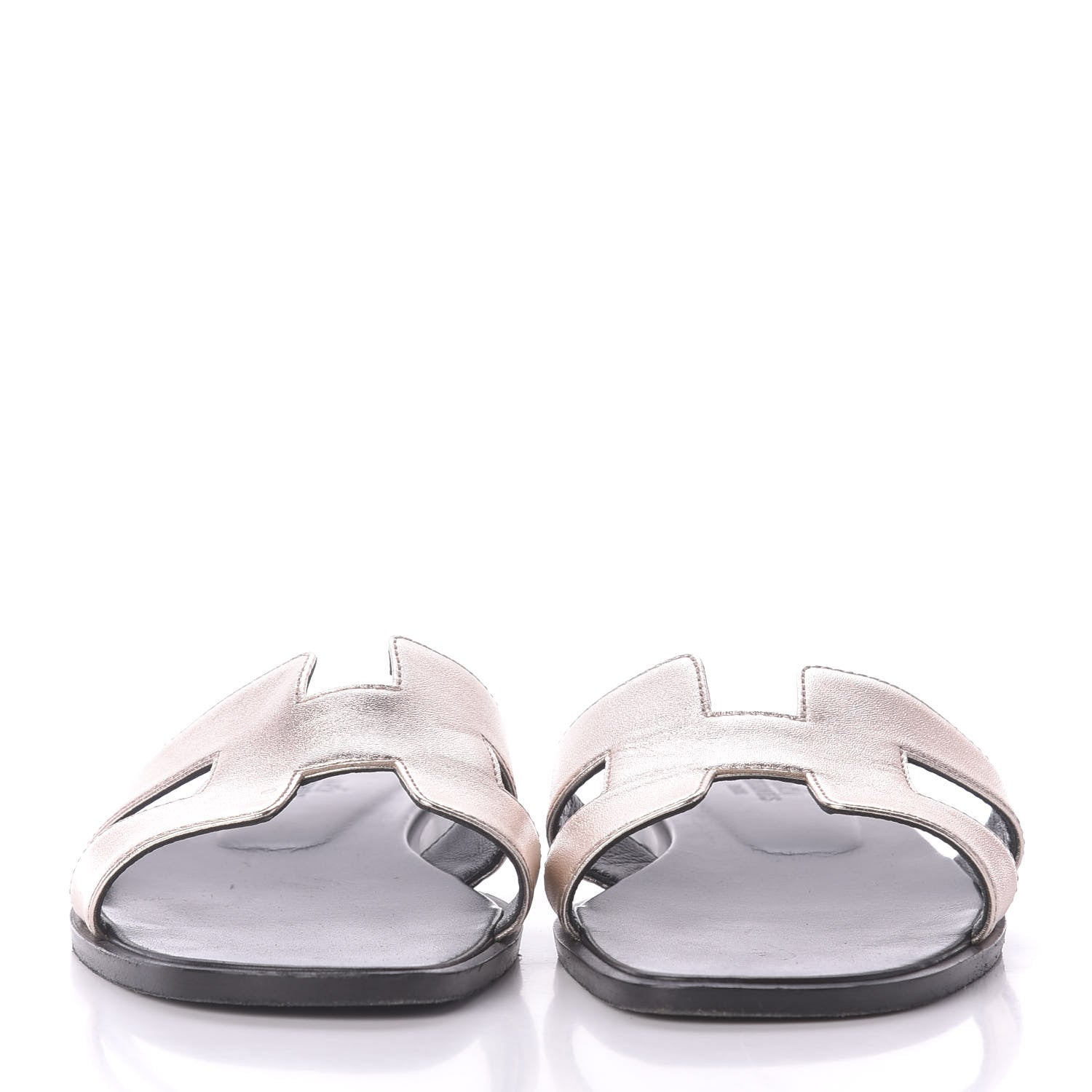 Hermes Metallic Nappa Oran Sandals 37.5 Or Vieilli 2 of 10